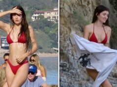 Sami Sheen foi vista deslumbrante de biquíni vermelho na praia de Malibu